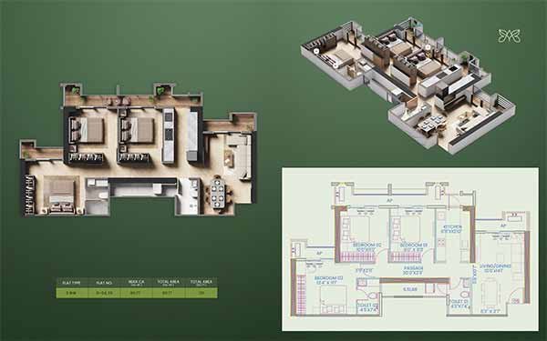 Avatara The Forest Kingdom Thane 3BHK Floor Plan